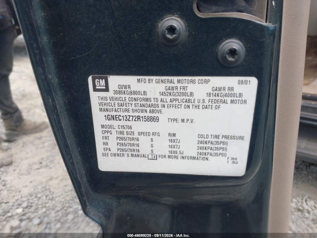 Продаж на аукціоні авто 2002 Chevrolet Tahoe Lt, vin: 1GNEC13Z72R158869, номер лоту: 46099225
