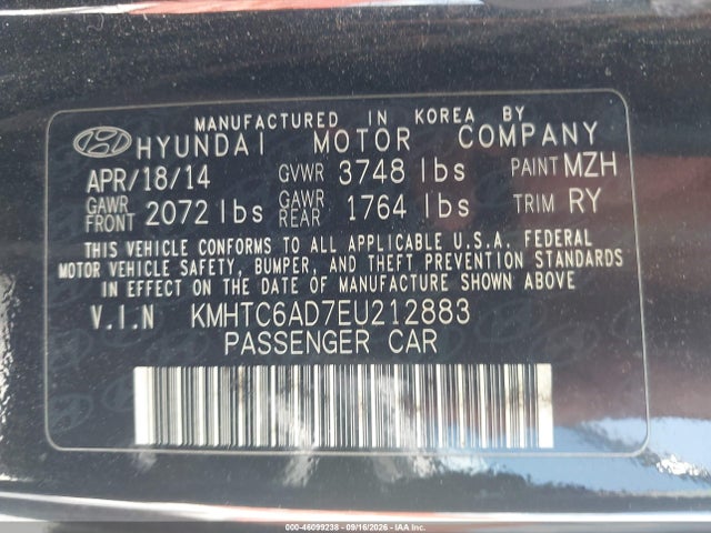 Продаж на аукціоні авто 2014 Hyundai Veloster Flex W/black, vin: KMHTC6AD7EU212883, номер лоту: 46099238