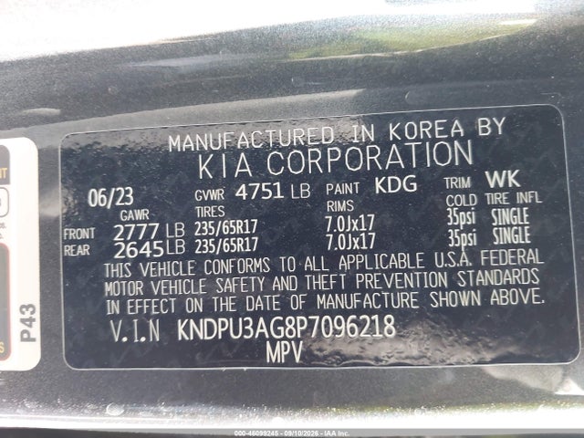 Auction sale of the 2023 Kia Sportage Hybrid Lx, vin: KNDPU3AG8P7096218, lot number: 46099245