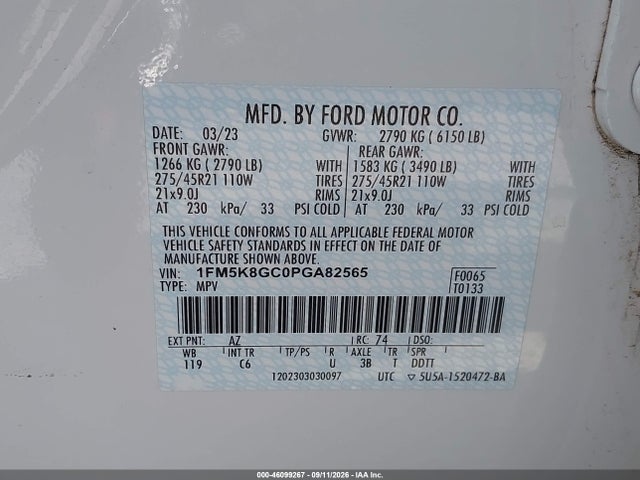 Aukcja sprzedaży 2023 Ford Explorer St, vin: 1FM5K8GC0PGA82565, numer aukcji: 46099267