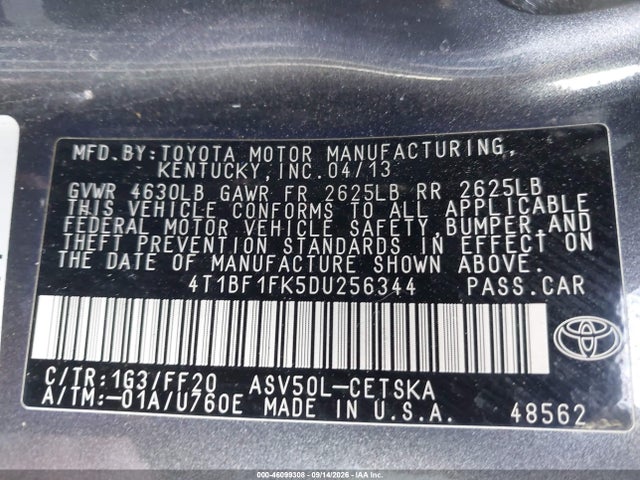 Продажа на аукционе авто 2013 Toyota Camry Se, vin: 4T1BF1FK5DU256344, номер лота: 46099308
