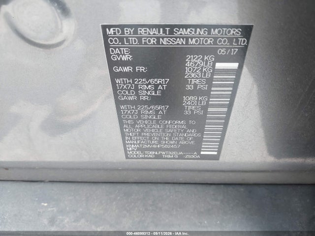 2017 Nissan Rogue S მანქანა იყიდება აუქციონზე, vin: KNMAT2MV4HP582457, აუქციონის ნომერი: 46099312