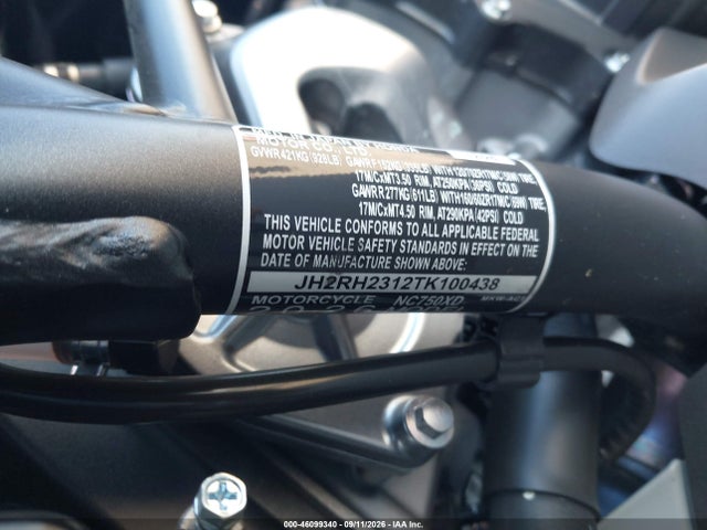 Продажа на аукционе авто 2026 Honda Nc750 Xd, vin: JH2RH2312TK100438, номер лота: 46099340