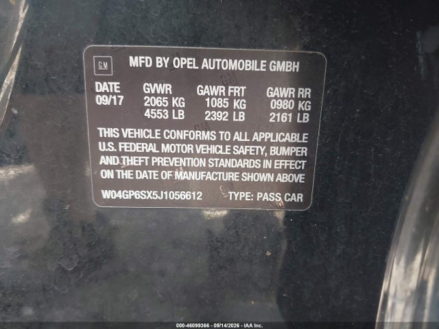 46099366 :رقم المزاد ، W04GP6SX5J1056612 vin ، 2018 Buick Regal Sportback Essence مزاد بيع