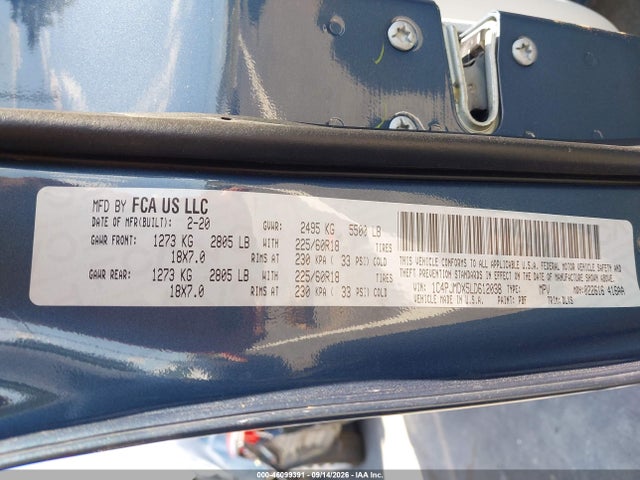 2020 Jeep Cherokee Limited 4x4 მანქანა იყიდება აუქციონზე, vin: 1C4PJMDX5LD612038, აუქციონის ნომერი: 46099391