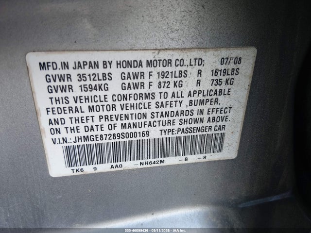 Продажа на аукционе авто 2009 Honda Fit, vin: JHMGE87289S000169, номер лота: 46099436