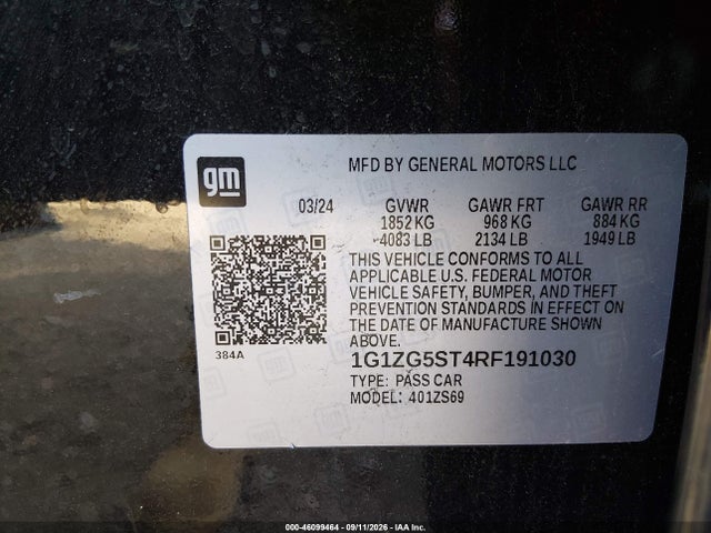 46099464 :رقم المزاد ، 1G1ZG5ST4RF191030 vin ، 2024 Chevrolet Malibu Fwd Rs مزاد بيع