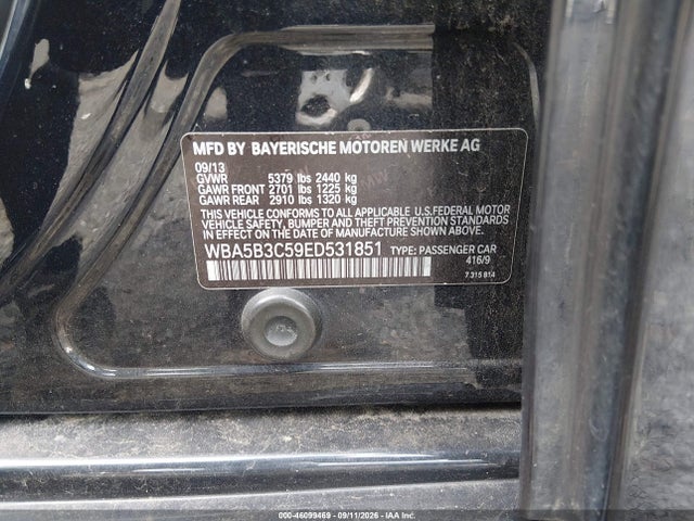 46099469 :رقم المزاد ، WBA5B3C59ED531851 vin ، 2014 Bmw 535i Xdrive مزاد بيع