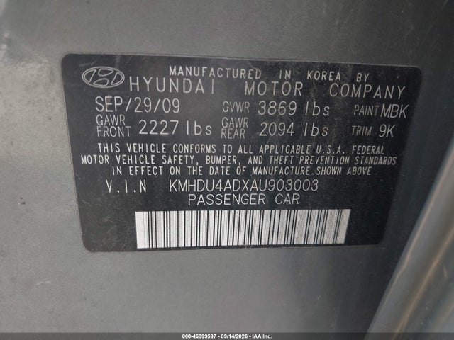 Продаж на аукціоні авто 2010 Hyundai Elantra Gls, vin: KMHDU4ADXAU903003, номер лоту: 46099597