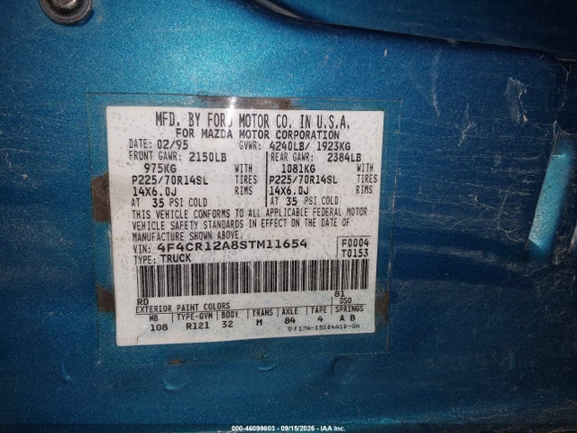 Aukcja sprzedaży 1995 Mazda B2300, vin: 4F4CR12A8STM11654, numer aukcji: 46099603