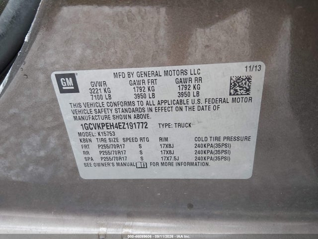 2014 Chevrolet Silverado 1500 Work Truck 1wt მანქანა იყიდება აუქციონზე, vin: 1GCVKPEH4EZ191772, აუქციონის ნომერი: 46099606