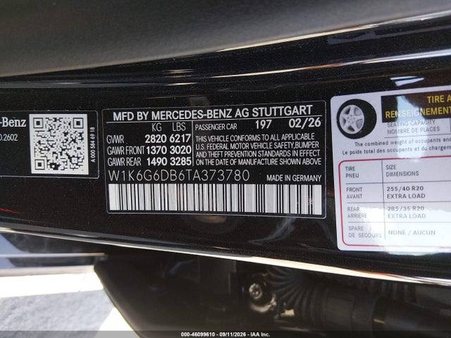 W1K6G6DB6TA373780 Mercedes-Benz S 500 4matic