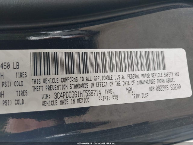 Продаж на аукціоні авто 2017 Dodge Journey Crossroad Plus, vin: 3C4PDCGG1HT538714, номер лоту: 46099628