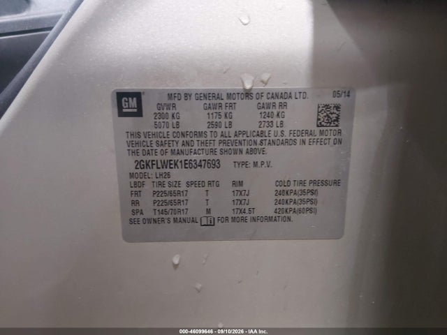 Продаж на аукціоні авто 2014 Gmc Terrain Sle-2, vin: 2GKFLWEK1E6347693, номер лоту: 46099646