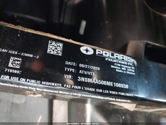 Aukcja sprzedaży 2021 Polaris Ranger 500, vin: 3NSMAA506ME108938, numer aukcji: 46099678