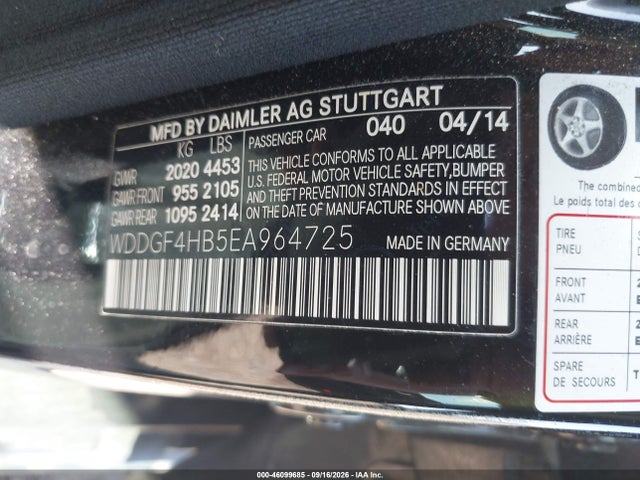 46099685 :رقم المزاد ، WDDGF4HB5EA964725 vin ، 2014 Mercedes-benz C 250 Sport مزاد بيع