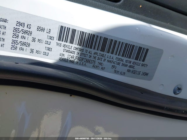 Продаж на аукціоні авто 2015 Jeep Grand Cherokee Altitude, vin: 1C4RJFAG3FC806375, номер лоту: 46099780