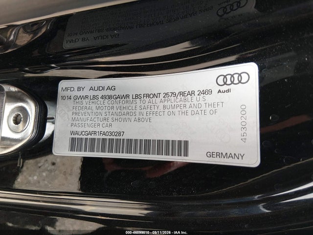 46099810 :رقم المزاد ، WAUCGAFR1FA030287 vin ، 2015 Audi S5 3.0t Premium Plus مزاد بيع