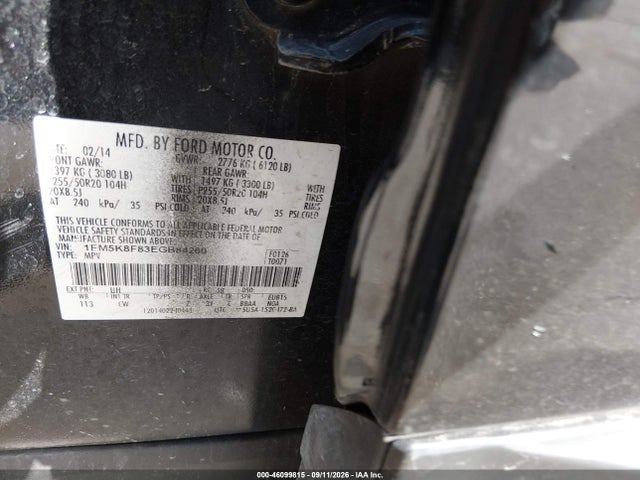 46099815 :رقم المزاد ، 1FM5K8F83EGB84260 vin ، 2014 Ford Explorer Limited مزاد بيع