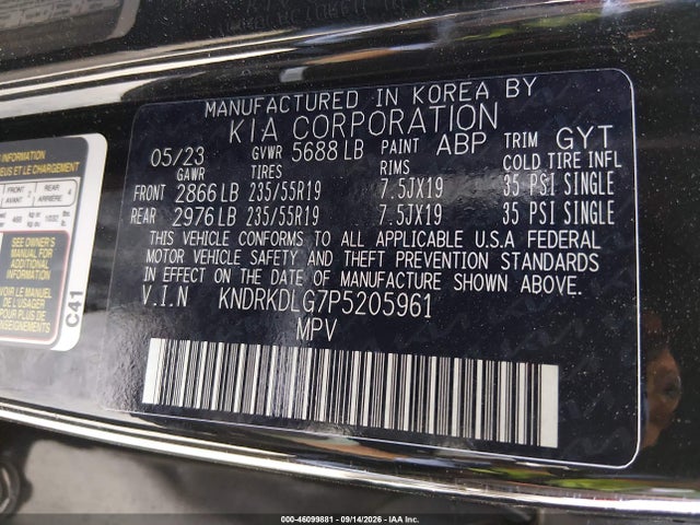 Aukcja sprzedaży 2023 Kia Sorento Hybrid Sx Prestige, vin: KNDRKDLG7P5205961, numer aukcji: 46099881