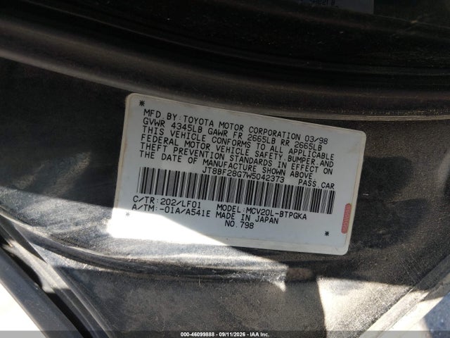 Продаж на аукціоні авто 1998 Lexus Es 300, vin: JT8BF28G7W5042373, номер лоту: 46099888