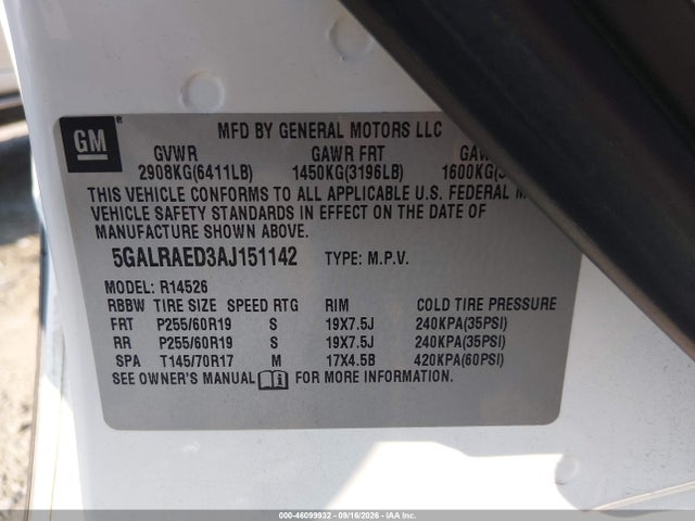 Продаж на аукціоні авто 2010 Buick Enclave Cx, vin: 5GALRAED3AJ151142, номер лоту: 46099932