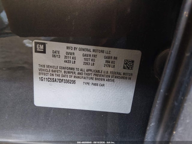 Продаж на аукціоні авто 2013 Chevrolet Malibu 1lt, vin: 1G11C5SA7DF336206, номер лоту: 46099949