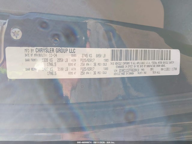 46099974 :رقم المزاد ، 2C4RC1CG7FR639410 vin ، 2015 Chrysler Town & Country Touring-l مزاد بيع