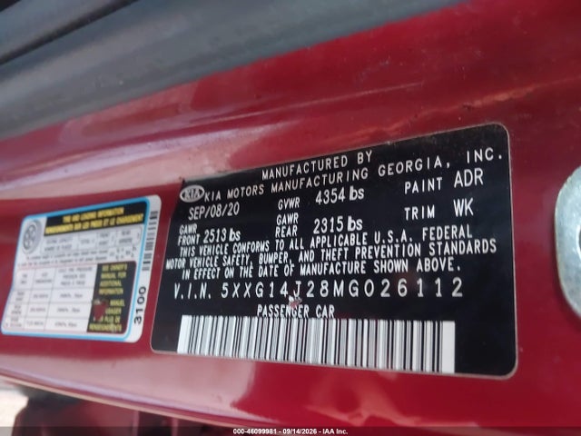 KIA K5 LXS 2021 5XXG14J28MG026112 Image 9