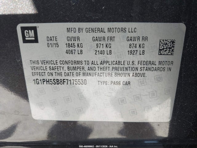 Chevrolet Cruze Eco Auto 2015 1G1PH5SB8F7175530 Image 9