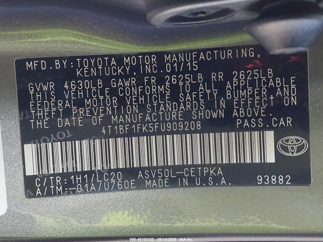 Toyota CAMRY XSE 2015 4T1BF1FK5FU909208 Image 9