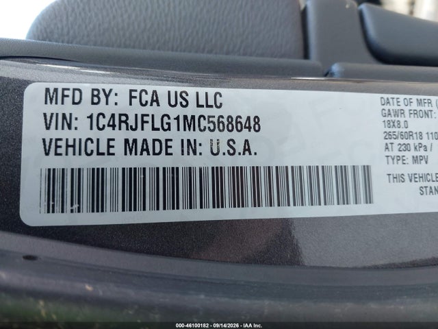 Продажа на аукционе авто 2021 Jeep Grand Cherokee Trailhawk 4x4, vin: 1C4RJFLG1MC568648, номер лота: 46100182