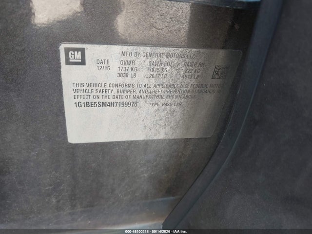 Aukcja sprzedaży 2017 Chevrolet Cruze Lt Auto, vin: 1G1BE5SM4H7199976, numer aukcji: 46100218