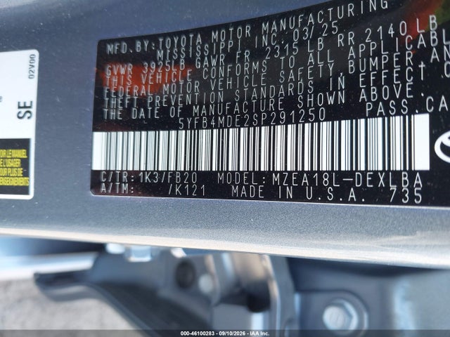 5YFB4MDE2SP291250 Toyota COROLLA LE