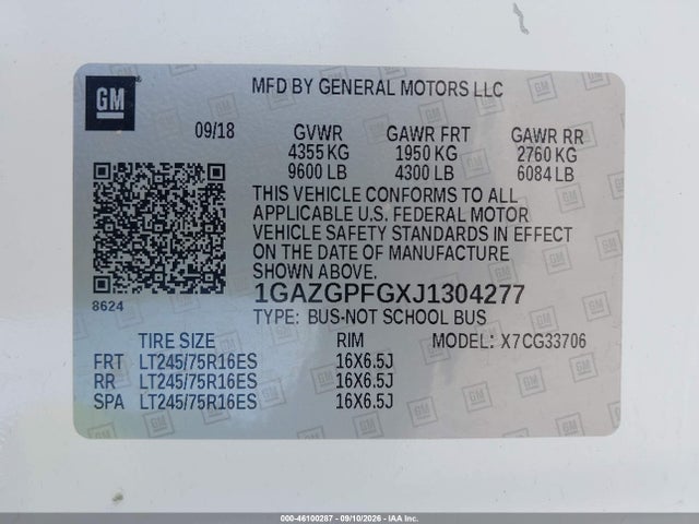 Продаж на аукціоні авто 2018 Chevrolet Express 3500 Lt, vin: 1GAZGPFGXJ1304277, номер лоту: 46100287