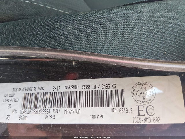 46100297 :رقم المزاد ، 1C4BJWEG2HL622284 vin ، 2017 Jeep Wrangler Unlimited Sahara مزاد بيع