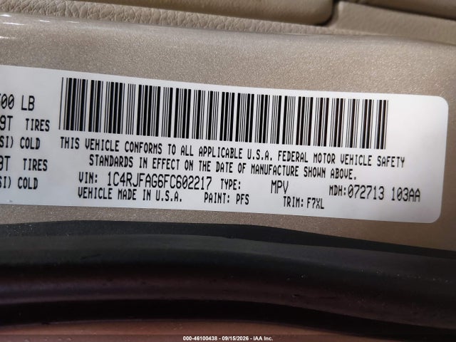 Aukcja sprzedaży 2015 Jeep Grand Cherokee Laredo, vin: 1C4RJFAG6FC602217, numer aukcji: 46100438