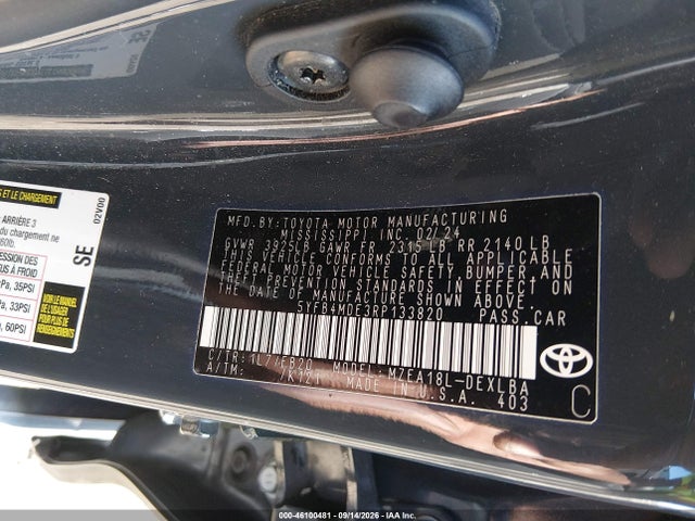 Продажа на аукционе авто 2024 Toyota Corolla Le, vin: 5YFB4MDE3RP133820, номер лота: 46100481