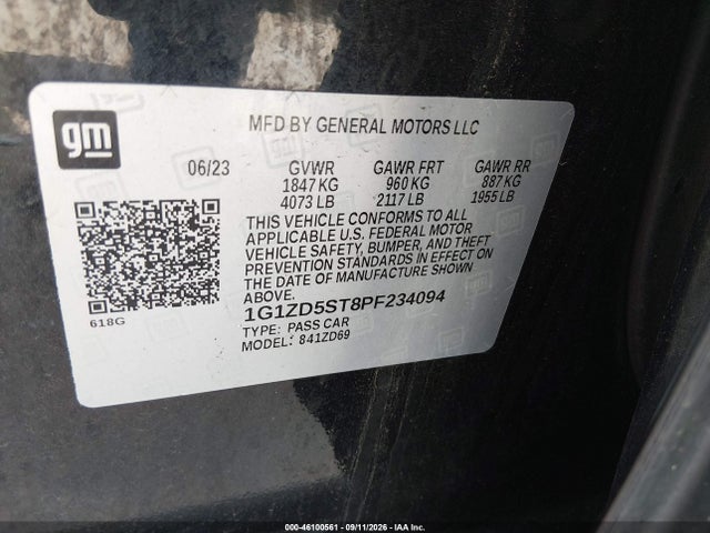 2023 Chevrolet Malibu Fwd 1lt მანქანა იყიდება აუქციონზე, vin: 1G1ZD5ST8PF234094, აუქციონის ნომერი: 46100561