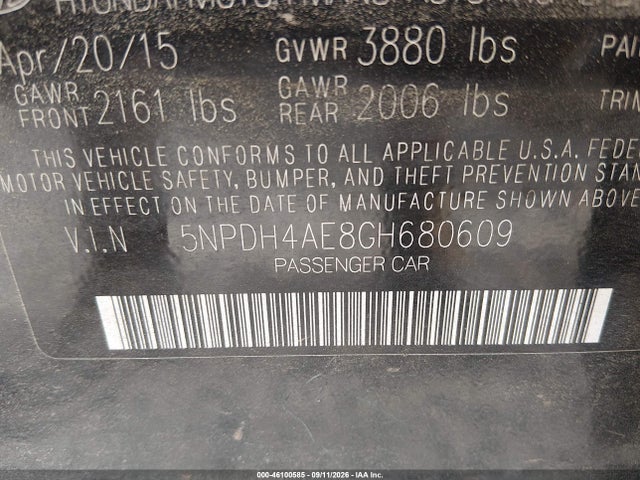 Продаж на аукціоні авто 2016 Hyundai Elantra Value Edition, vin: 5NPDH4AE8GH680609, номер лоту: 46100585