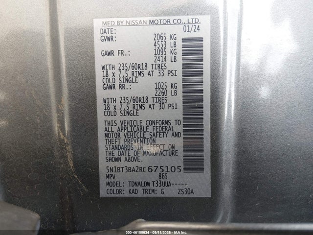 5N1BT3BA2RC675105 Nissan Rogue Sv Fwd
