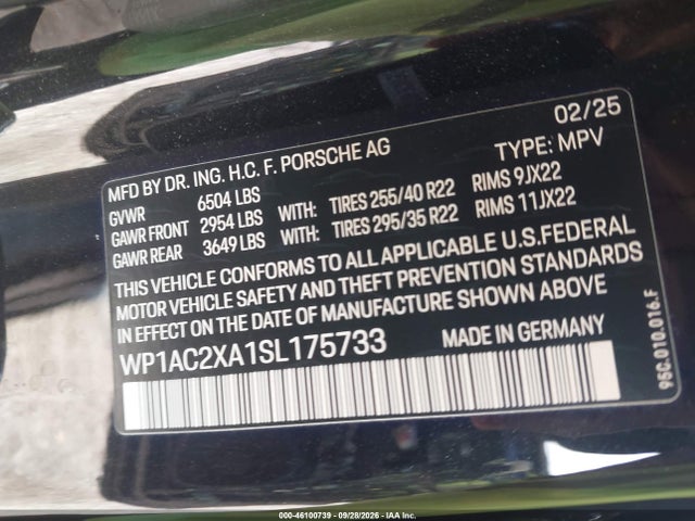 WP1AC2XA1SL175733 Porsche Macan Electric Turbo