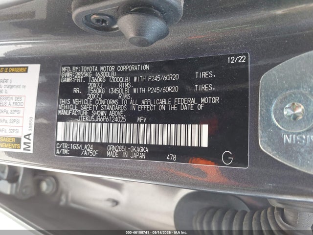 46100741 :رقم المزاد ، JTEKU5JR6P6124025 vin ، 2023 Toyota 4runner Limited مزاد بيع
