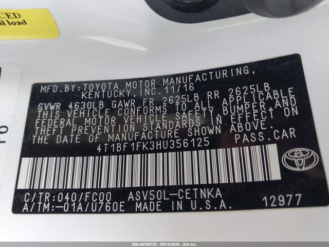 Toyota CAMRY LE 2017 4T1BF1FK3HU356125 Image 9