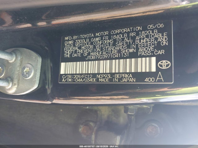 46100753 :رقم المزاد ، JTDBT923971041131 vin ، 2007 Toyota Yaris مزاد بيع