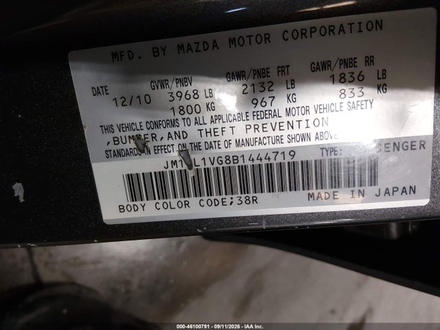 Aukcja sprzedaży 2011 Mazda Mazda3 I Touring, vin: JM1BL1VG8B1444719, numer aukcji: 46100791