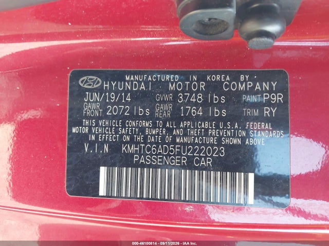 Продажа на аукционе авто 2015 Hyundai Veloster Flex, vin: KMHTC6AD5FU222023, номер лота: 46100814
