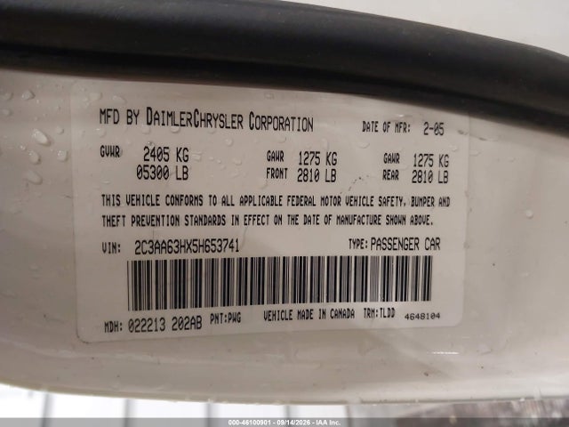 Aukcja sprzedaży 2005 Chrysler 300c, vin: 2C3AA63HX5H653741, numer aukcji: 46100901