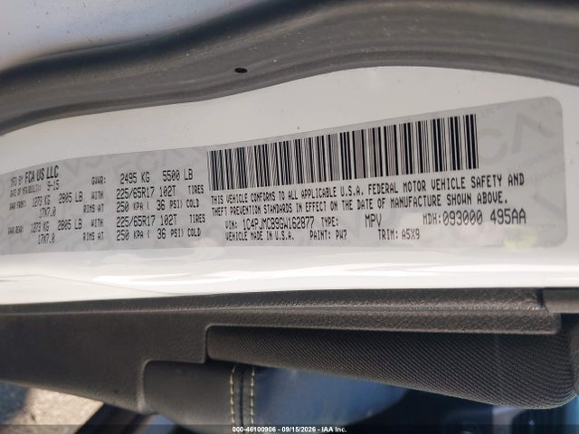 46100906 :رقم المزاد ، 1C4PJMCB9GW162877 vin ، 2016 Jeep Cherokee Latitude مزاد بيع