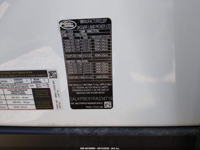 46100994 :رقم المزاد ، SALKPBE91RA234719 vin ، 2024 Land Rover Range Rover P530 Se مزاد بيع